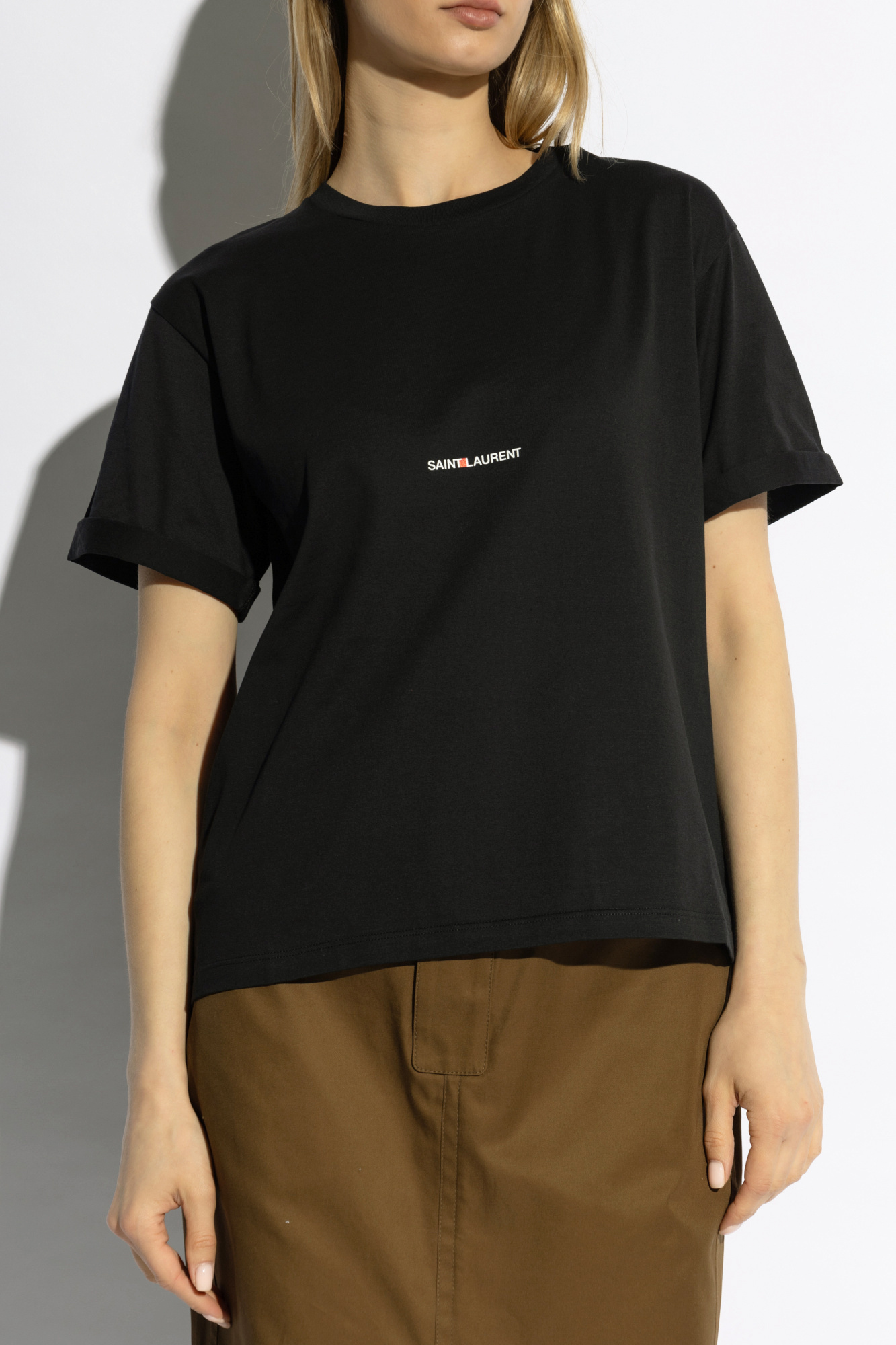 Tシャツ・カットソー SAINT LAURENT Logo print T-shirt White/Black 665234Y37AW 12982069_54905266_1000.jpg
